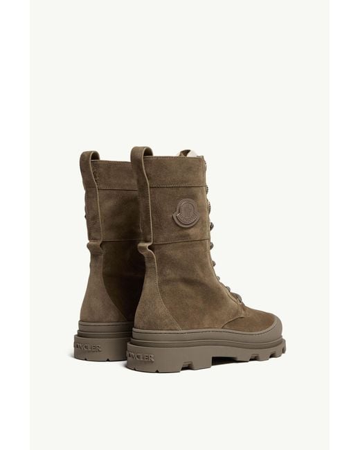 Moncler Brown Vera High Suede Shearling Lace-Up Boots