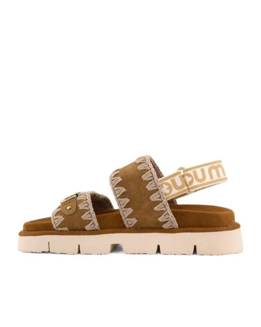 Mou Brown Bio Logo Strap Platform Sandals