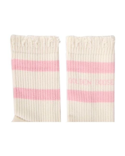 Golden Goose Deluxe Brand Pink Striped Knit Ankle Socks