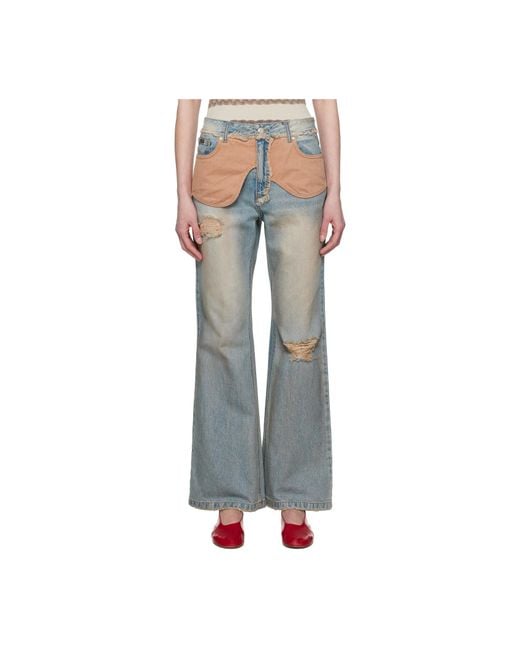 ANDERSSON BELL Gray Deconstructed Dirty Wash Bootcut Jeans