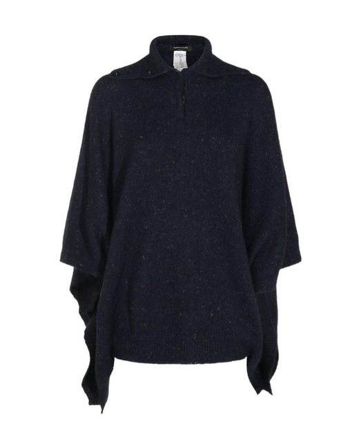 Fabiana Filippi Blue Buttoned Collar Cape