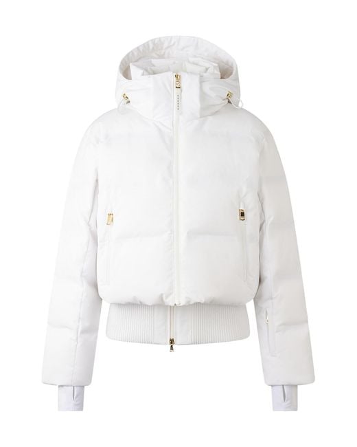 Bogner White Suri Convertible Hooded Fleece-Trimmed Padded Quilted Down Ski Jacket