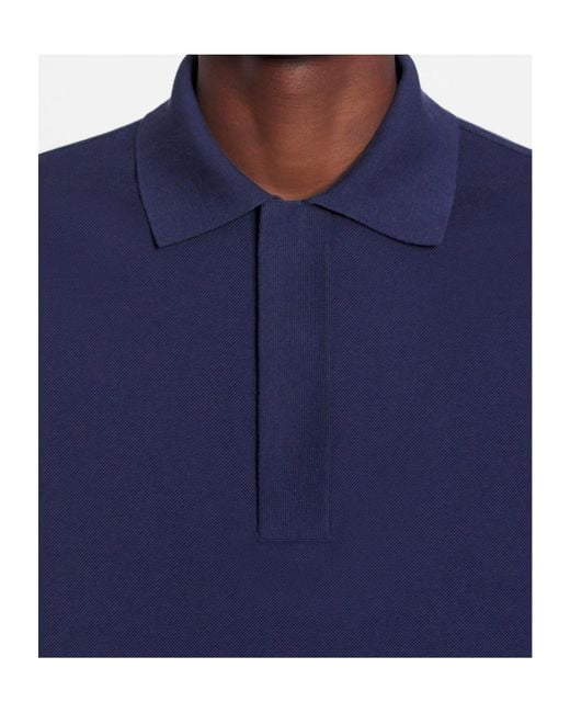 Lanvin Blue Short-Sleeve Cotton Polo Shirt for men