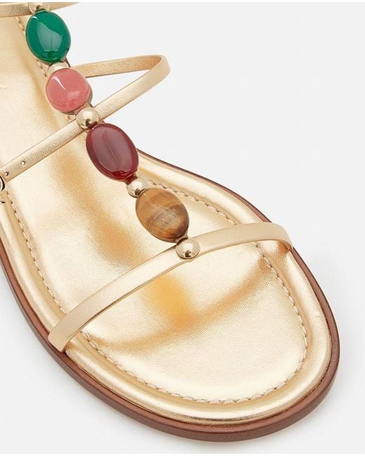Gianvito Rossi Metallic Shanti Embellished Flat Sandals