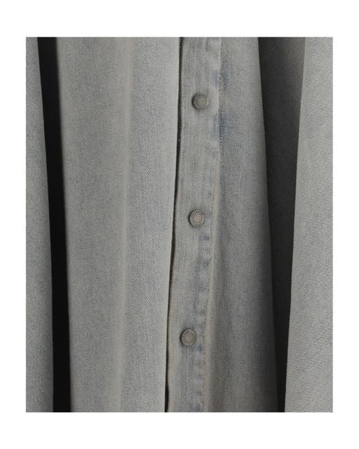 Haikure Gray Thea Light Space Buttoned Midi Skirt