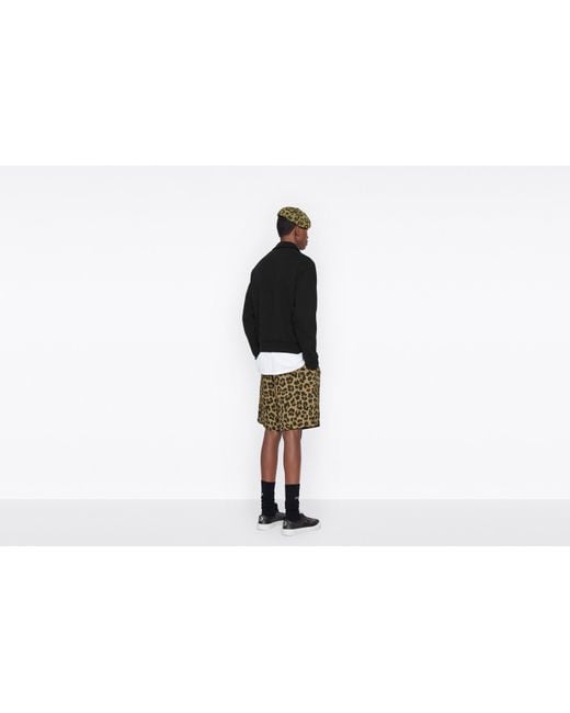 Dior Green Homme Leopard Printed Bermuda Shorts for men
