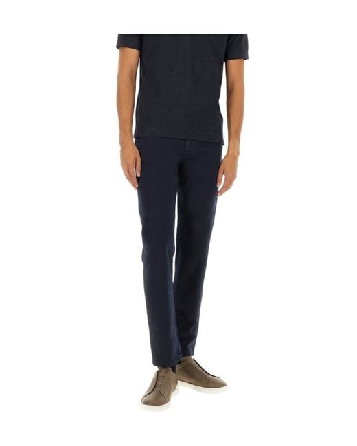 Zegna Blue Belt Loop Jeans for men