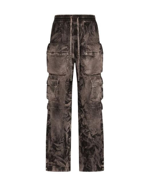 Amiri Gray Logo-Detail Cargo-Pocket Jeans for men