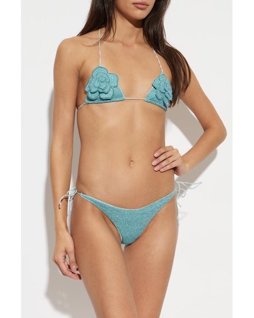 Oseree Blue Lace-Up Bikini Set