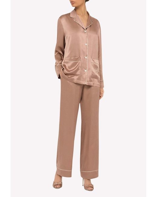 Dolce & Gabbana Natural High-Waisted Pajama Pants