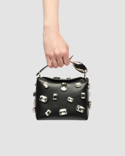 Erdem Black Mini Bloom Embellished Shoulder Bag