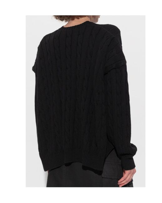 Balenciaga Black Logo Embroidered Knit Sweater