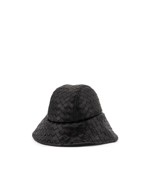 Bottega Veneta Black Intrecciato Leather Hat