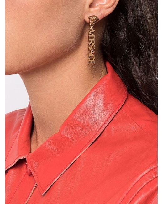 Versace Metallic Medusa Head Motif Earrings