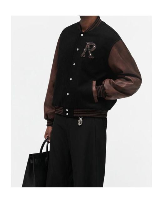 Represent Black Varsity Bomber Jacket for men
