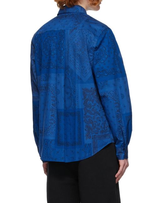 KENZO Blue Bandana-Print Cotton Shirt for men