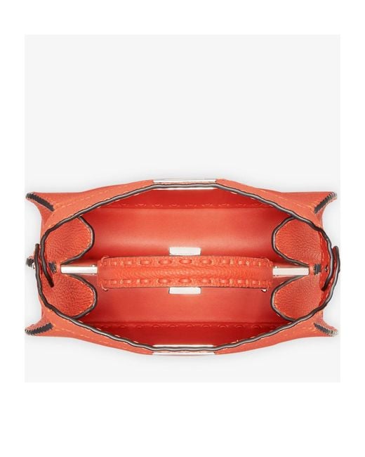Fendi Orange Peekaboo Iseeu Small Tote Bag