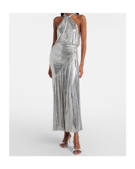 Rabanne Gray Chainmail Draped Maxi Skirt
