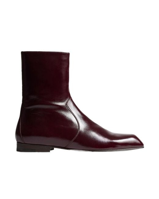 Khaite Brown Colt Leather Ankle Boots