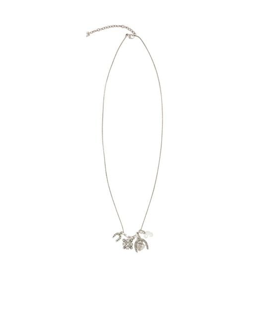 Saint Laurent White Lucky Charms Necklace for men