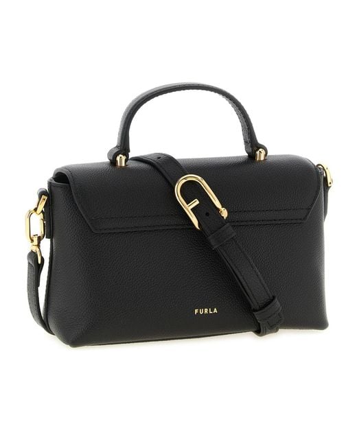 Furla Black Moonlight Grained Leather Tote Bag