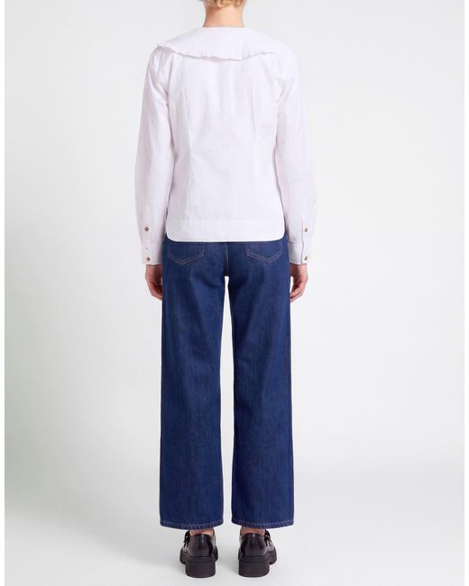 Ganni Blue Solid Color Long Sleeve Shirt