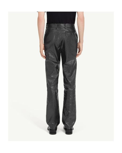 MM6 by Maison Margiela Gray Crinkled Linen Trousers for men