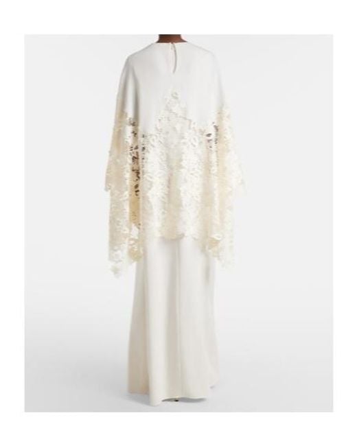 Oscar de la Renta White Floral Silk-Blend Kaftan
