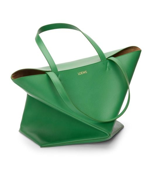 Loewe Green Puzzle Fold Large Tote Bag