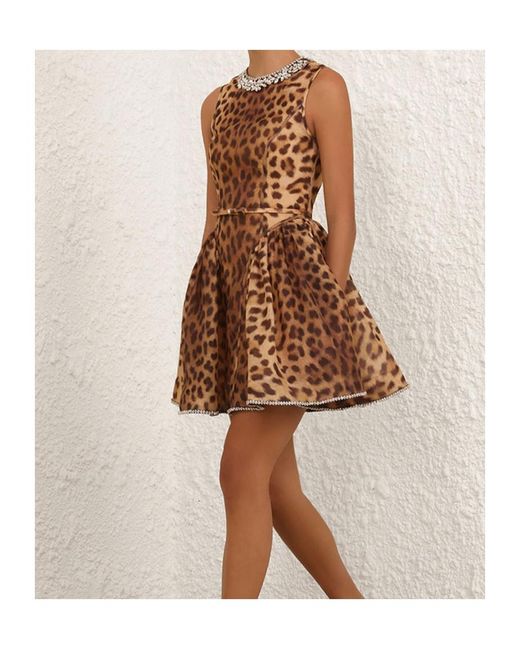 Zimmermann Brown Crush Panelled Mini Dress