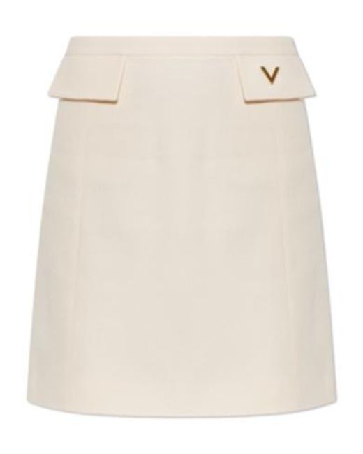 Valentino Natural Logo Plaque Mini Skirt