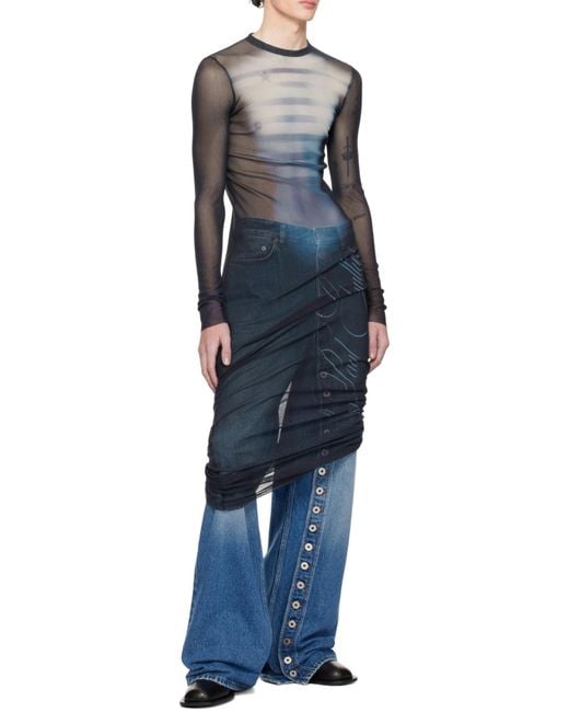 Jean Paul Gaultier Blue Printed Tulle Dress