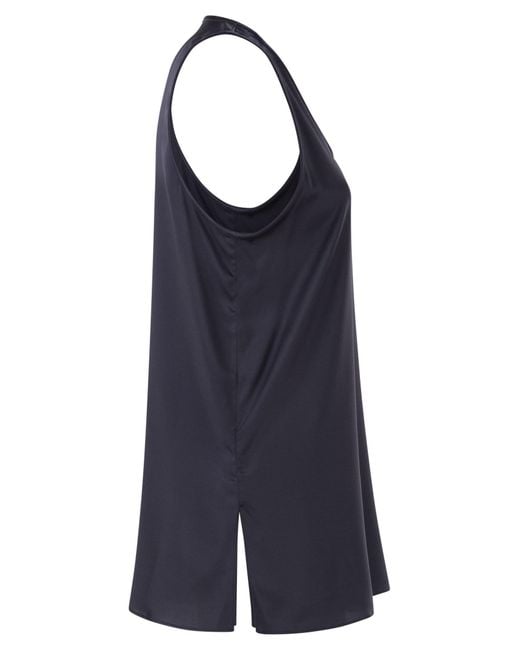 Brunello Cucinelli Blue Sleeveless Blouse