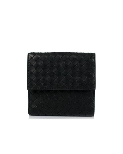 Bottega Veneta Black Weave Detail Short Purse for men