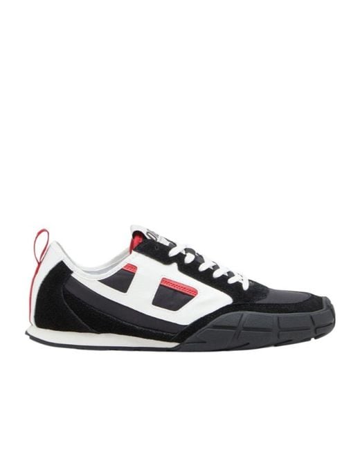 DIESEL Black Pagodha Panelled Sneakers for men