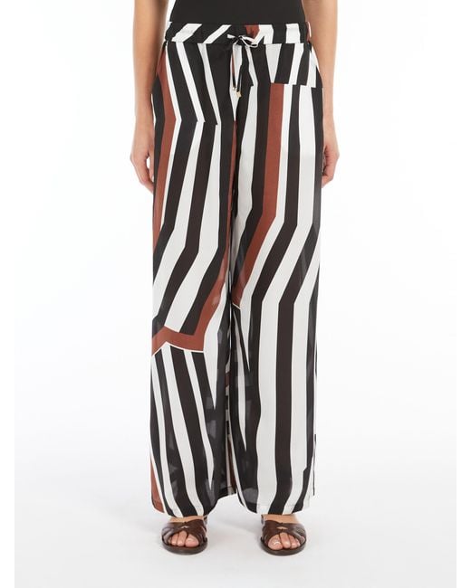 Max Mara White Tropea Printed Palazzo Trousers
