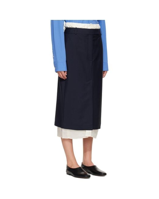Rohe Blue Contrast-Trim Midi Skirt