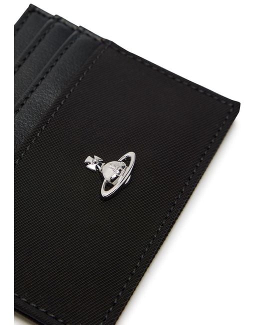 Vivienne Westwood Black Orb Leather And Twill Card Holder for men