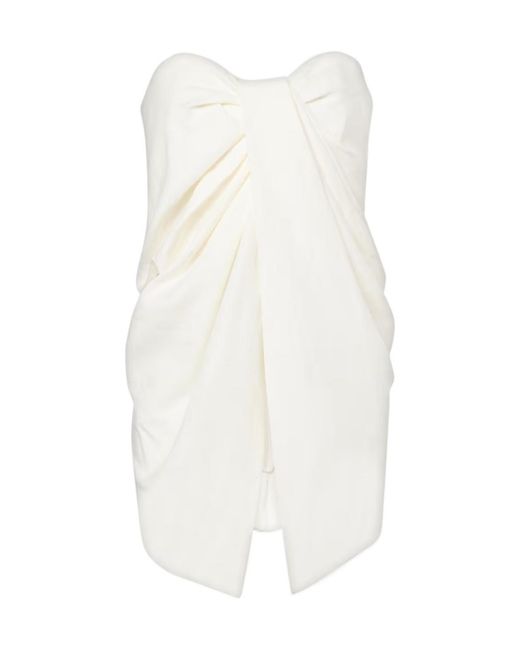 TOVE White Tuiren Draped Linen And Cotton-Blend Top