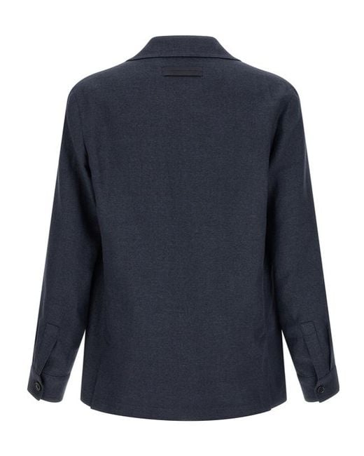 Zegna Blue Alpe Shirt-Collar Jacket for men