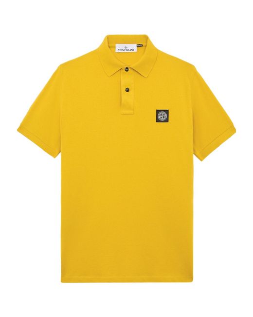 Stone Island Yellow Short-Sleeved Polo Shirt for men