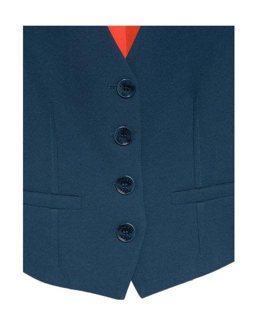 Patrizia Pepe Blue Fitted Button-Front Jacket