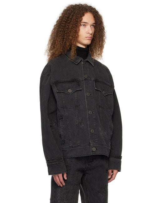 Balmain Blue Distressed Denim Jacket for men
