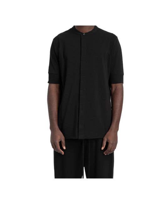 Thom Krom Black Oversized Button Detailed Crewneck T-Shirt for men