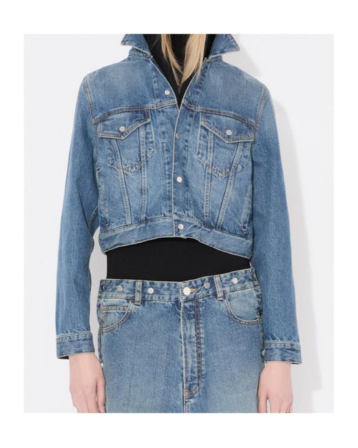 Alaïa Blue Alaïa Buttoned Long-Sleeved Denim Jacket