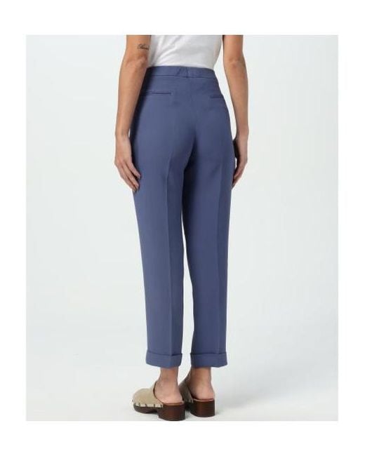 Etro Blue Mid-Rise Tailored Cady Cigarette Trousers