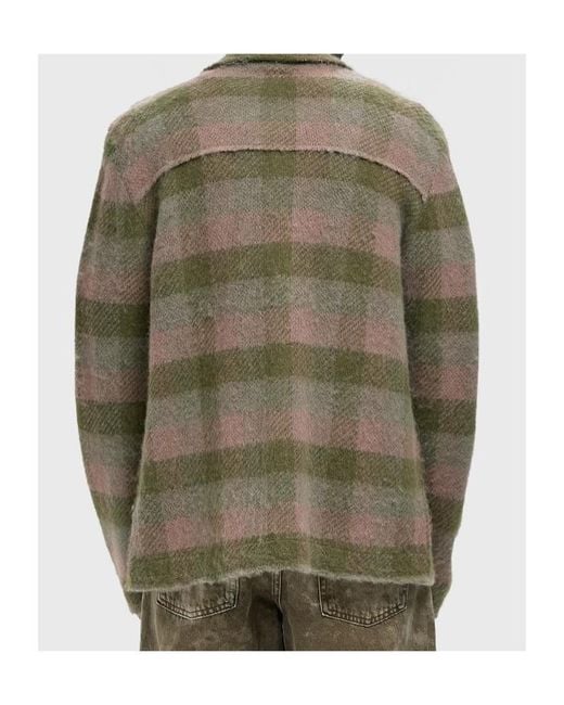 AllSaints Green Adler Checked Brushed Shirt for men