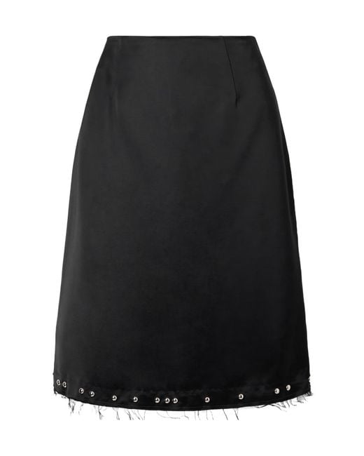 Wales Bonner Black Iris Studded Frayed Satin Skirt