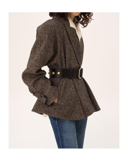 Chloé Brown Chloé Double-Breasted Short Riding Coat