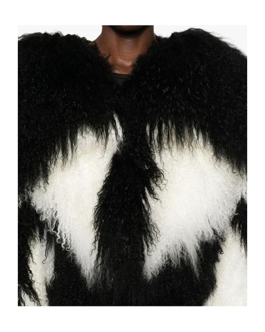 The Attico Black The Oversized Fit Patterned Shearling Jacket